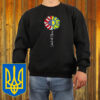 I Stand With Ukraine American Flag Ukraine Flag Flower Blue T-shirt