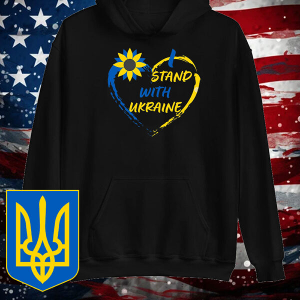 I Stand With Ukraine Heart Ukraine Flag T-Shirt