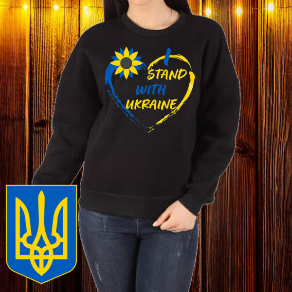 I Stand With Ukraine Heart Ukraine Flag T-Shirt