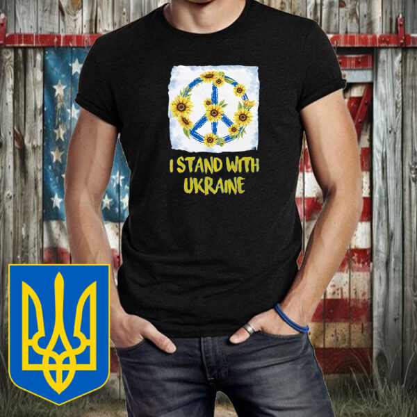 I Stand With Ukraine Peace Sign Support Ukraine T-Shirt