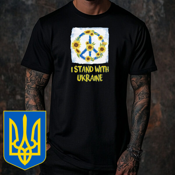 I Stand With Ukraine Peace Sign Support Ukraine T-Shirt