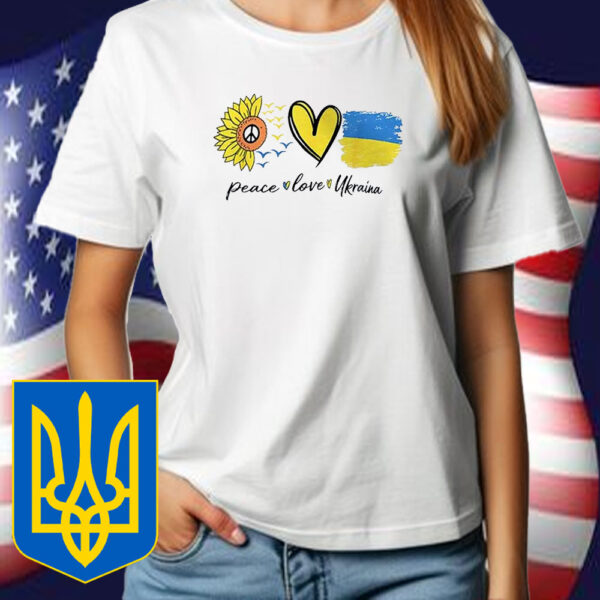 Peace love Ukraine sunflower T-Shirt - Image 2